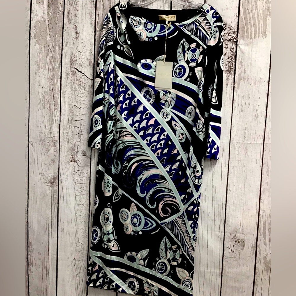 NWT Emilio Pucci Floral  Printed 3/4-Sleeve Dress